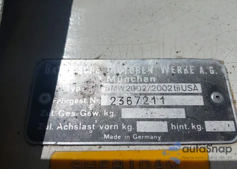 1975 BMW 2002 from USA, damaged, VIN 2367211